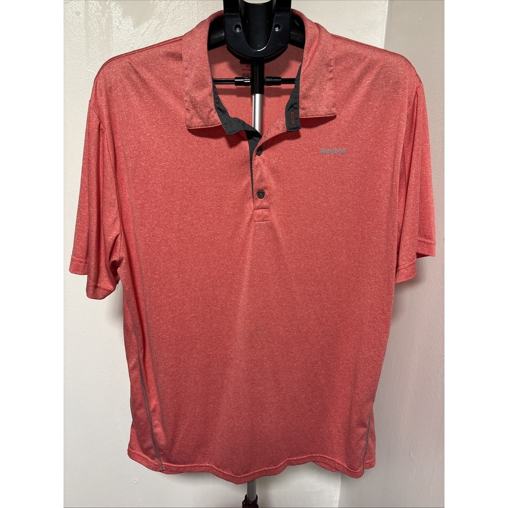 Reebok Mens Performance Polo Shirt Salmon XL Short Sleeve Golf Athletic Active